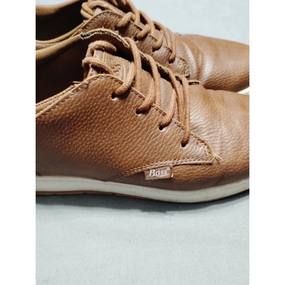 Bass Shoes Men 10 Brown Peeble Leather Lace Up Classic Old Money Dress Shoes EUC